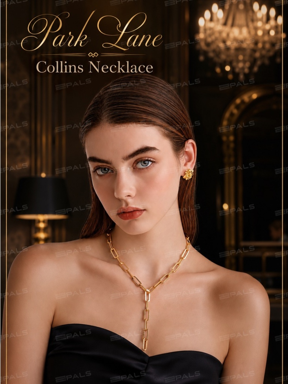 Park Lane Women’s Collins Necklace Gold Paperclip Y Drop Statement Necklace NWT